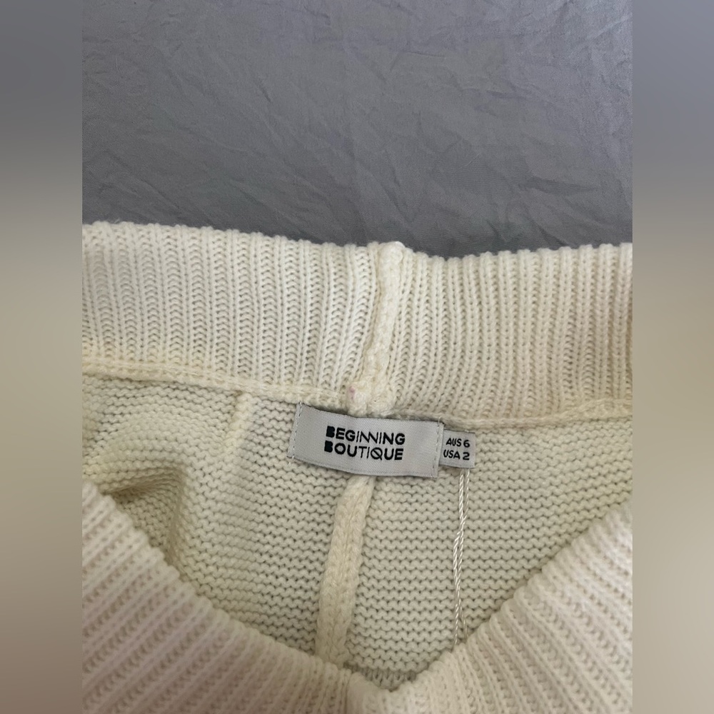 cream knit shorts from beginning boutique